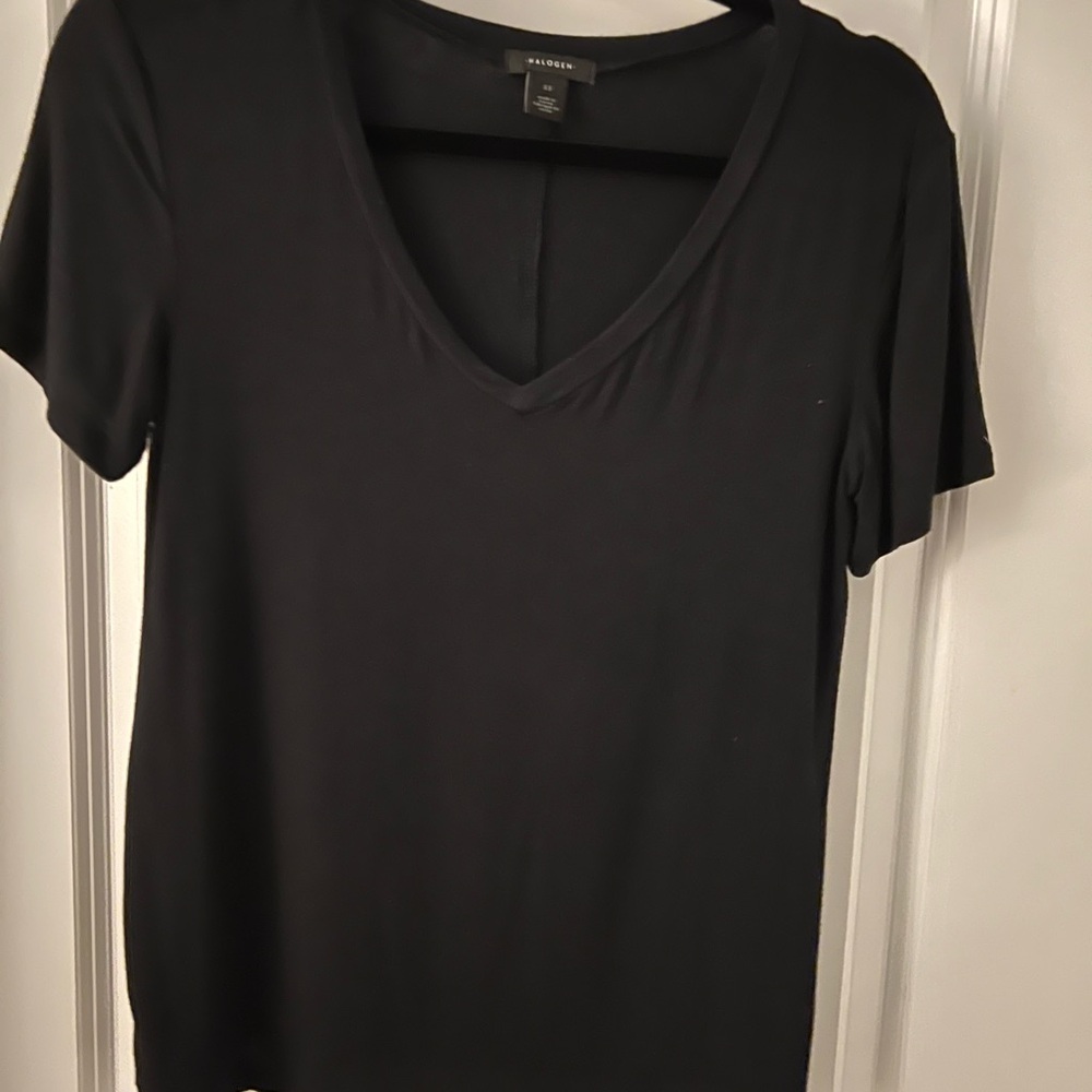 Halogen v neck Tencil Modal Top Black XS